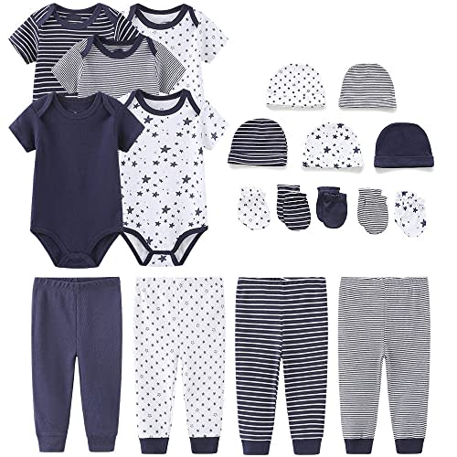 Chamie Unisex Baby Short Sleeve Bodysuits Newborn Clothes Cotton Preemie Layette Set