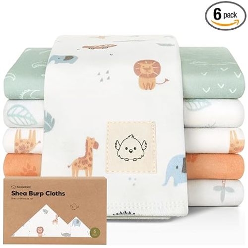 Organic Burp Cloths Baby Boy, Girl - 6-Pack Large 100% Cotton Burping Cloths for Babies, Spit Up Rags, Super Absorbent, Ultra Soft Newborn Rag, Gender Neutral, Machine Washable, Durable (Wilderness)