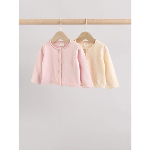 Pink/Neutral 100% Cotton Cardigans 2 Pack (0mths-3yrs)