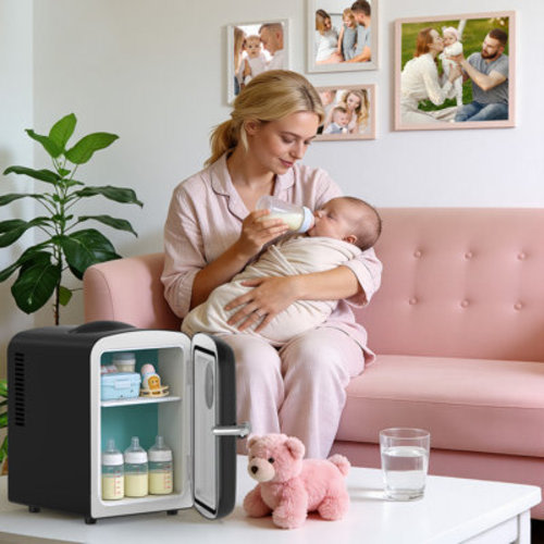 4L Skincare Mini Fridge - Cooler & Warmer, 6-Can Capacity, Round View Window + Removable Shelf, White For Dorm/Bedroom | Wayfair