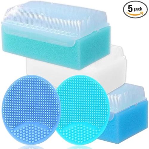Cradle Cap Brush for Babies - Baby Sponge for Bathing Newborn Bath Essentials | Cradle Cap Treatment | Baby Bath Sponges for Newborns (5-Pack)