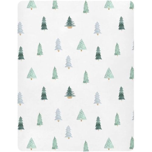 100% Cotton Christmas Tree Crib Sheet for Boys Girls, Fitted Crib Sheet 28 x 52 in for Standard Crib & Toddler Bed Mattresses, Soft & Breathable