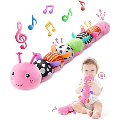 AWOTOY Baby Toys 6-12 Months Music Caterpillar Stuffed Animals Infant Toys