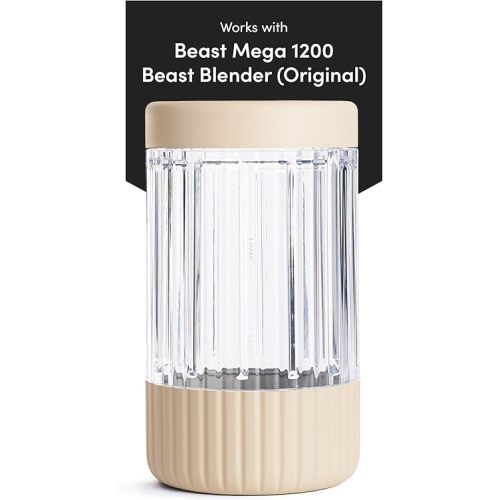 Beast Blending Vessel for Mega 1200 and Original Beast Blender | Ultra-Thick Tritan Blending Vessel + Storage Lid (1000mL, Sand)