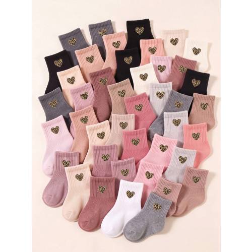 5/10/20 Pairs Random Baby Socks, Leopard Print Heart Pattern Socks, Autumn Style, Newborn Essentials, Halloween, Christmas, Baby Shower Gift, Baby Supplies