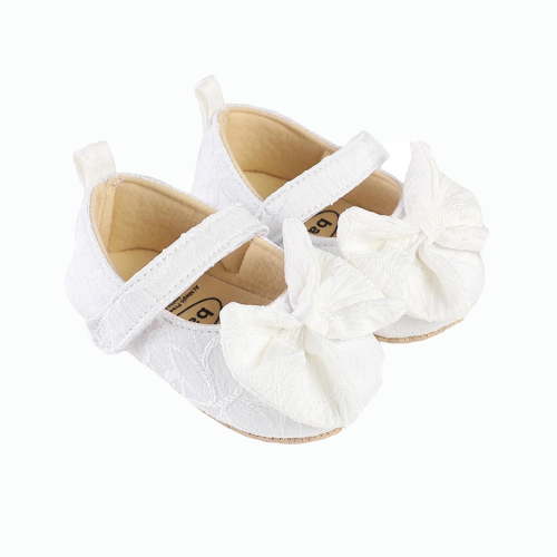 Xfvqtps Baby Girls Walking Shoes Bowknot Embroidery Solid Color Princess Non Slip Canvas Infant Prewalker Summer New Baby Casual Breathable Cute Rubber Soles Soft Toddler Shoes White