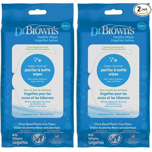 Dr. Brown's Pacifier and Bottle Wipes, 40 Count (Pack of 2)