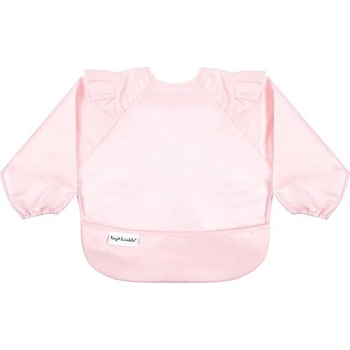 Tiny Twinkle Mess Proof Baby Bib, Cute Full Sleeve Bib Outfit, Waterproof Bibs for Toddlers, Machine Washable, Tug Proof, Baby Smock for Eating, Long Sleeved (Rose, Small 6-24 Months)