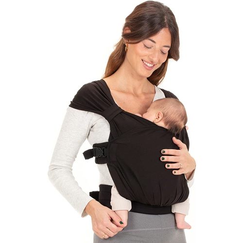 Boba Bliss Pre-Wrapped Baby Carrier with Buckle - Newborn to 7-35 lbs Light, Breathable & Easy to Adjust Hybrid Infant Sling & Toddler Carrier - Certified Hip-Healthy for 0-18 Months - Black