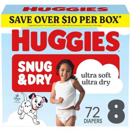Huggies Snug & Dry Ultra Soft Baby Diapers - Size 8 - 72ct