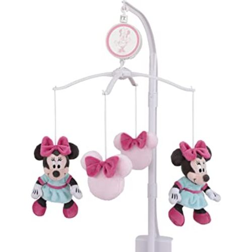 Disney Minnie Mouse Be Happy Pink & Aqua Plush Musical Mobile, Pink, Aqua, Raspberry