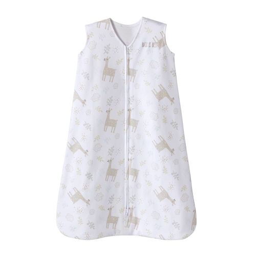 HALO SleepSack, 100% Cotton Wearable Blanket, Swaddle Transition Sleeping Bag, TOG 0.5, Llama Sand, Size Medium, 6-12 Months