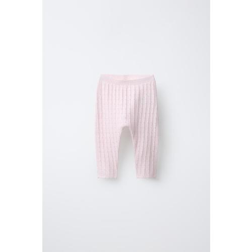 OPENWORK KNIT LEGGINGS - Pale pink | ZARA United States