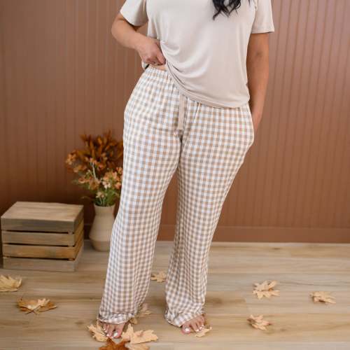 Women's Lounge Pants in Gingham Bisque