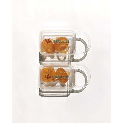 Natural Rubber Soother - Round/Cherry twin pack - Reusable Case