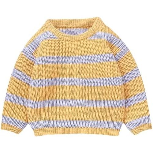 Baby Striped Knitted Sweater Boys Girls Color Block Oversized Sweater Crewneck Long Sleeve Pullover Sweatshirt Tops