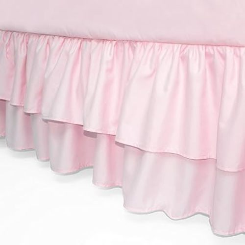 American Baby Company Double Layer Ruffled Crib Skirt, Blush Pink for Baby Girls, 1 Pack