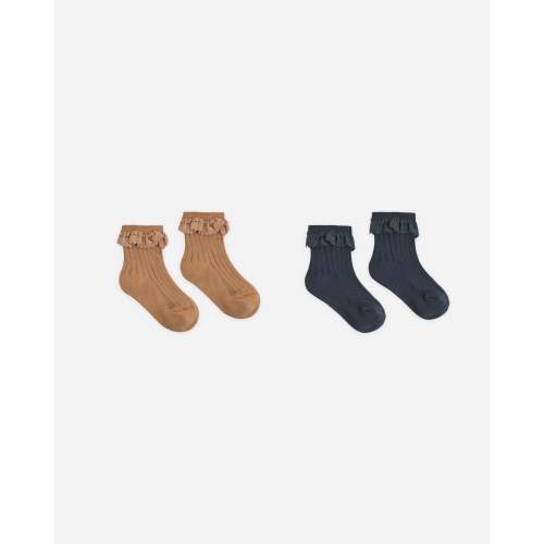 Lace Trim Socks, 2-Pack Fawn, Midnight – Rylee + Cru