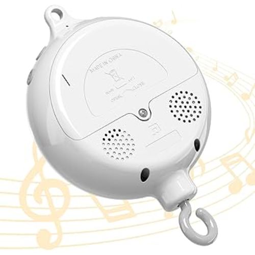 FEISIKE Crib Mobile Motor, Baby Music Box Spinner with 3 Modes（Spin Only, Music Only, Spin & Music 0-100 Volume Control,35 Lullabies,Portable Sound Machine,Auto-Off 30 Minutes, Battery Operated