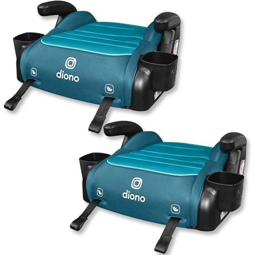 Diono Connect3 RXT Backless Booster, Pack of 2, Slim Fit 3-Across in Many Mid-Sized Sedans and SUVs, for Children from 40-120 lbs., Lightweight with Latch connectors, Blue Razz Ice