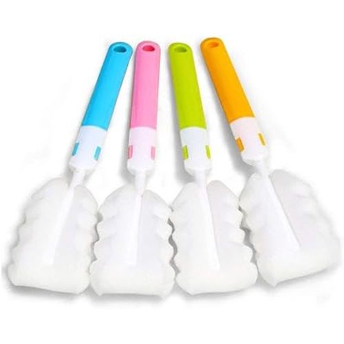 INVODA 4PCS Bottle Brush,Bottle Washer Set Long Sponge Bottle Cleaning Brushes Baby Bottle Cleaner Brush, Nipple Brush (4 pcs)