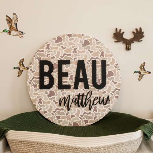 Camo Nursery Name Sign, Hunting Nursery Decor, Baby Boy Name Sign, Personalized Baby Gift, Outdoor Nursery, Name Sign for Boy