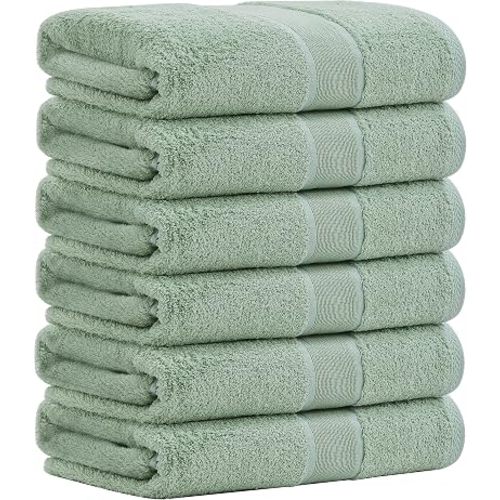 Aibaser Viscose from Bamboo and Cotton Bath Towels Set of 6-27x54 Inch Ultra Soft, Highly Absorbent Large Shower Towels for Bathroom, Spa & Gym (6 Piece Set) (Green)