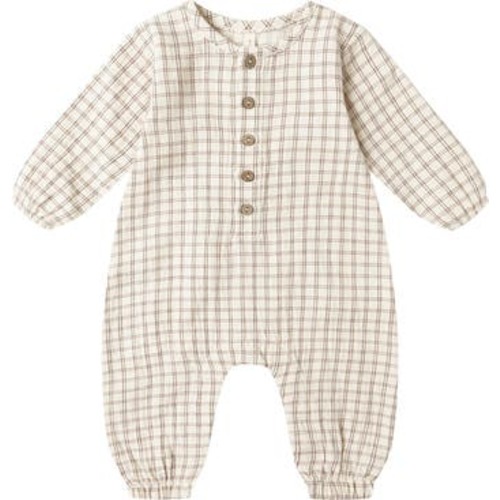 Check Organic Cotton Romper, 0-3M