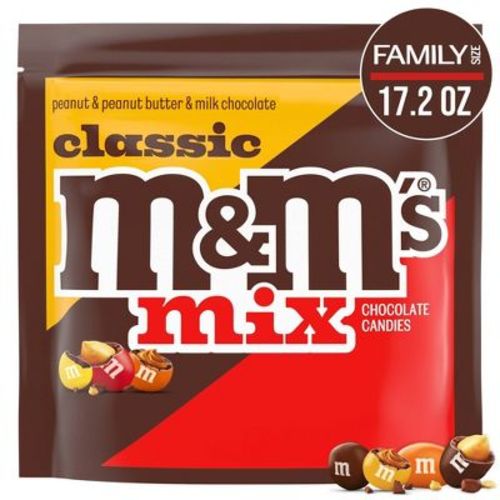M&M'S Milk Chocolate, Peanut, And Peanut Butter Classic Chocolate Assortment Family Size Candy Mix Bag - 17.2oz