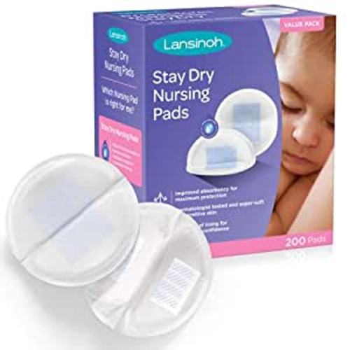 Lansinoh Stay Dry Disposable Nursing Pads for Breastfeeding, 200 Count (Pack of 1)