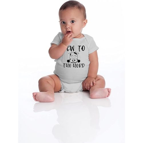 New To The Herd - Farm Funny Cow - Funny Cute Infant Creeper, One-Piece Baby Bodysuit - Light Grey - Newborn
