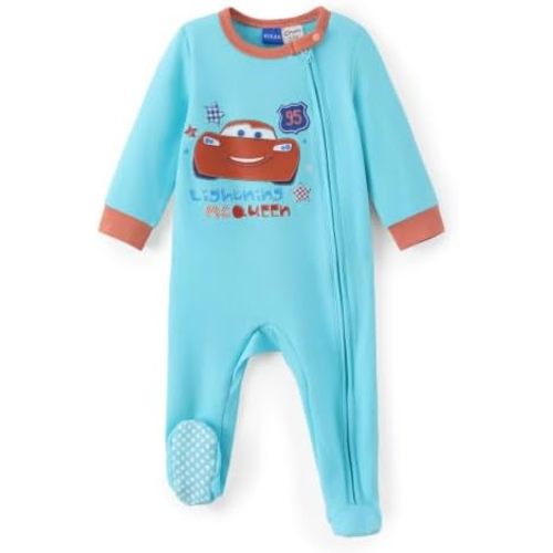 Disney Baby Boys Zip One-Piece Non-Slip Footie Romper for Newborn to Infant