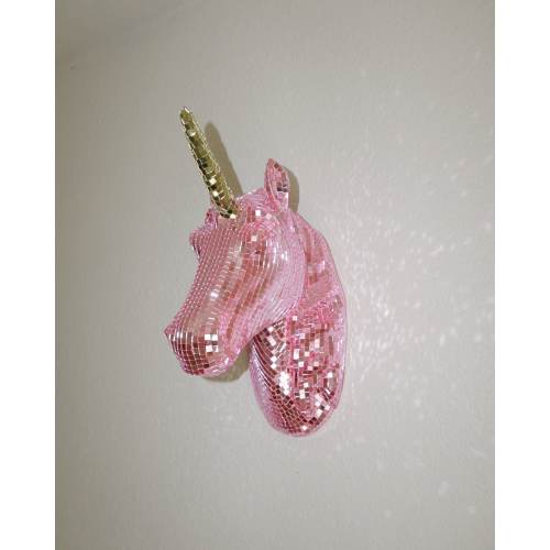 pink disco unicorn wall art - pink pony club decor