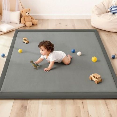 GOTGELIF 50"x50" Soft Flannel Memory Foam Baby Play Mat Waterproof Non-Slip Tummy Time Mat
