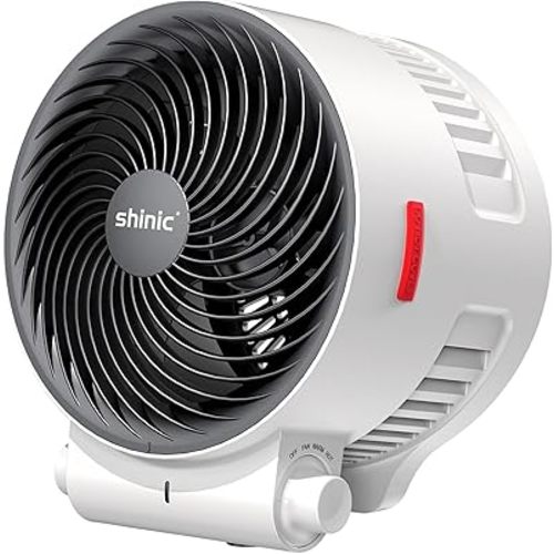 shinic Desk Fan and Heater Combo, Portable Cooling Air Circulator Fan, Tip-Over & Overheat Protection, Turbo Fan Space Heater Combo for Indoor Use Office, Bedroom, Living Room, ETL Listed, White