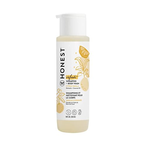 The Honest Company 2-in-1 Cleansing Shampoo + Body Wash | Gentle for Baby | Naturally Derived, Tear-free, Hypoallergenic | Citrus Vanilla Refresh, 18 fl oz - 18 Fl Oz