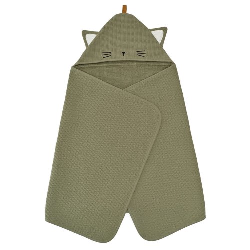 GULDVÄVARE Baby towel with hood - green 60x125 cm