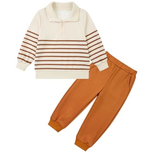 grehava Toddler Boys Sweatsuit 12M-5Y Baby Boy Sweatshirt Outfits Quarter Zip Pullover Matching Joggers