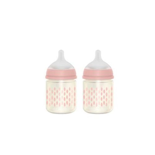 Suavinex Bonhomia SX PRO Glass Anti-Colic Baby Bottles with Slow Flow - 4 fl oz/2pk - Pink