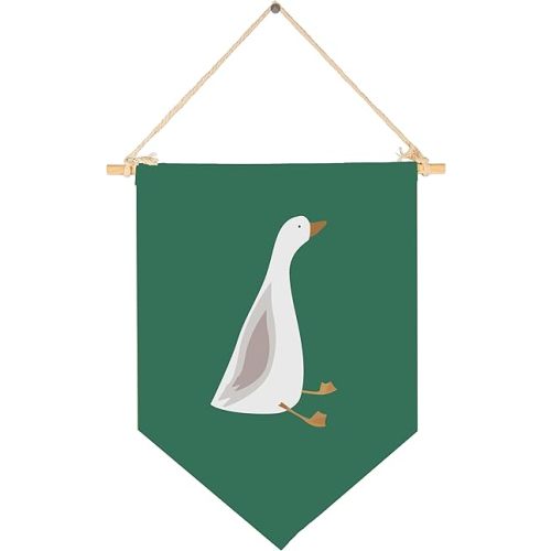 Silly Goose Wall Art,Farm Animal-Cute Goose Flag Wall Decor Gifts for Baby Girls Boys Kids-Canvas Hanging Pennant Banner Wall Sign Gifts for Nursery Baby Room Playroom Reading Room Bedroom Front Door