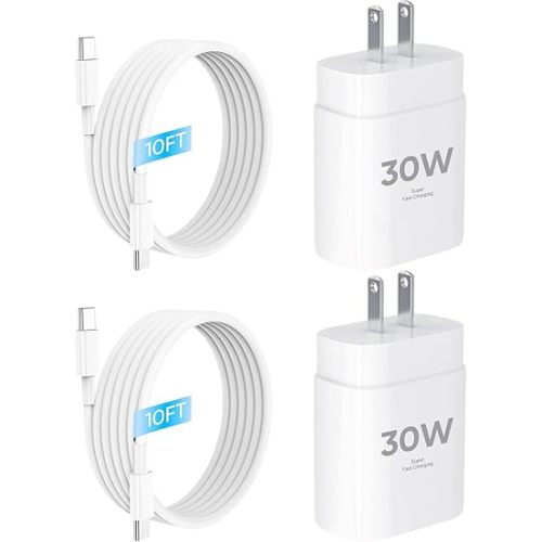 iPhone 17 16 15 Charger Fast Charging 10FT Cable, 30W USB C Charger Block for i Phone 15 16 16e 17 Air Plus Pro Max/iPad Pro/AirPods, PD USBC Power Adapter Wall Plug & Type C to C Cord, 2 Pack