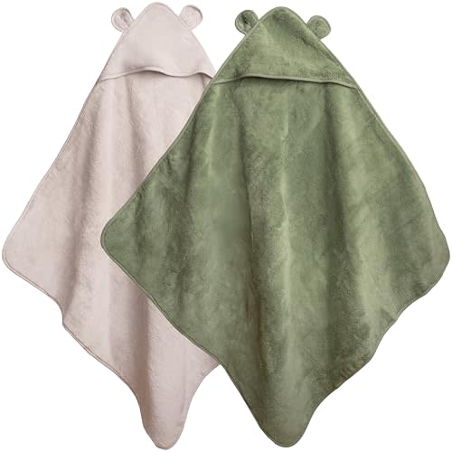 Natemia Hooded Baby Bath Towel - 100% Organic Cotton Baby Towels for Newborns, Toddlers, Boys, Girls - Soft Absorbent 450 GSM - Gentle on Sensitive Skin - Baby Shower Registry Gift (35" x 35")