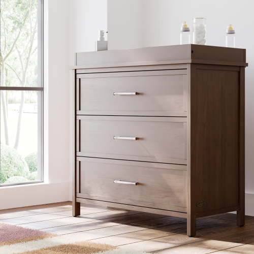 Graco Classic 3 Drawer Dresser with Infant Changing Table Topper, Hazelnut
