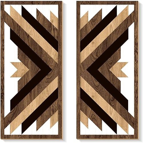Zzbakress 2 Pcs Western Home Decor Aztec Wall Decor Native American Wall Sign Boho Western Wall Art Wooden Southwestern Decor Rustic Wall Decor for Home Bedroom Living Room (Style H)