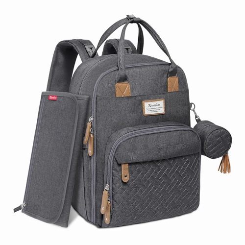 RUVALINO Diaper Bag Backpack, Multifunction Travel Pack Maternity Baby Changing Bags, Large Capacity, Waterproof, Black