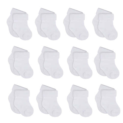 12-Pack Baby Neutral White Jersey Cuffed Bootie Socks – Gerber Childrenswear