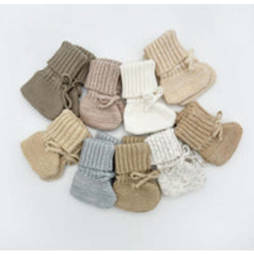 Garter Cotton Knitted Booties – Olive and Cradle