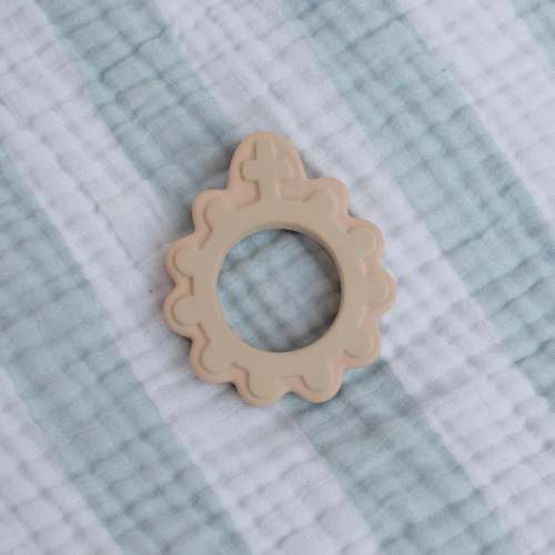 Baby's First Rosary Natural Rubber Teether in Dusty Pink - Shining