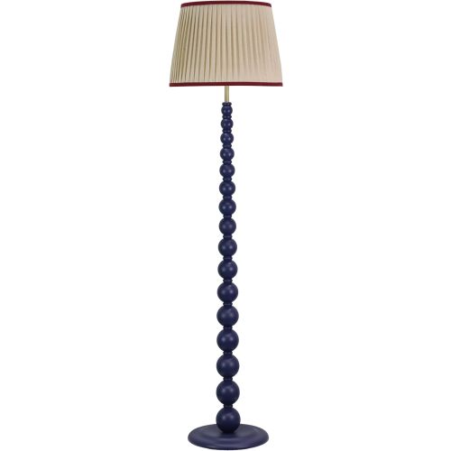 Modern Floor Lamp for Living Room, Farmhouse Floor Lamps, 14X14X59 Inch Navy Wood Base Pull Chain Switch Floor Lamp for Bedrooms and Office (Tapered Pleated Shade)