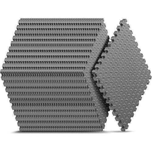 Home Gym Mat, Puzzle Exercise Mat, EVA Interlocking Foam Floor Tiles for Home Workout Equipment and Kids' Play Areas - Grey, 24 in x 24 in x ½ in - 12 Tiles (Grey, 12 Pack, 48 SQ FT)